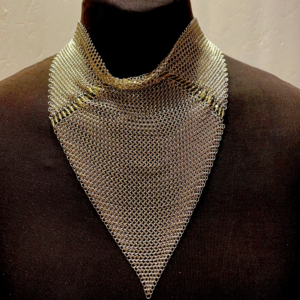 Ferrara Whiting And Davis Pewter Ring Mesh Cowl With Czech Bead Detail